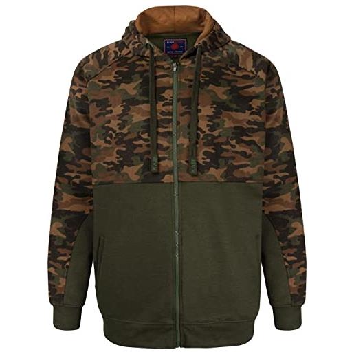 Kam camuffamento camouflage con pannelli full zip attraverso cappuccio cappuccio con cappuccio tasche con cappuccio 7036 cachi 4xl