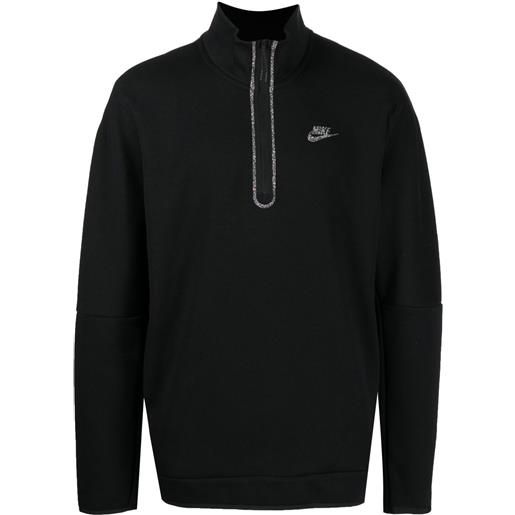 Nike felpa nsw tech fleece con mezza zip - nero