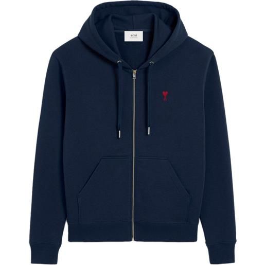 AMI Paris felpa ami de coeur in cotone biologico con cappuccio - blu