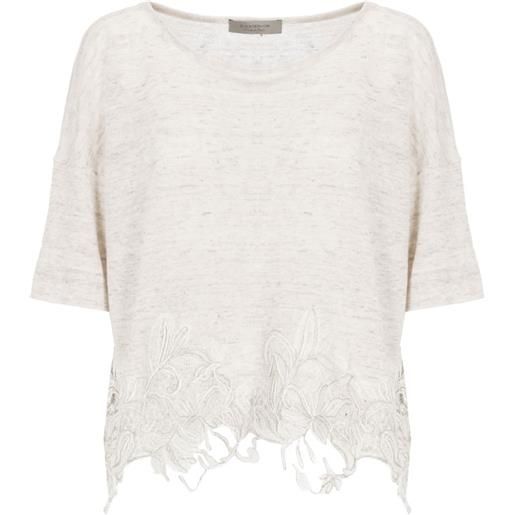 D.Exterior lace-trim short-sleeve poncho - rosa