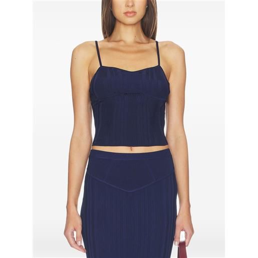 Fleur Du Mal ribbed-knit corset top - blu
