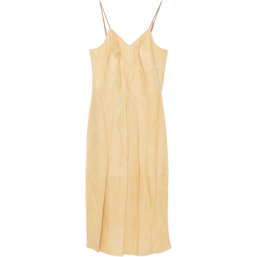 CALVIN KLEIN COLLECTION spaghetti-strap v-neck midi dress - giallo
