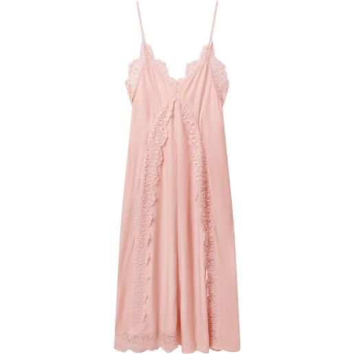 Stella McCartney abito midi con rifinitura in pizzo - rosa