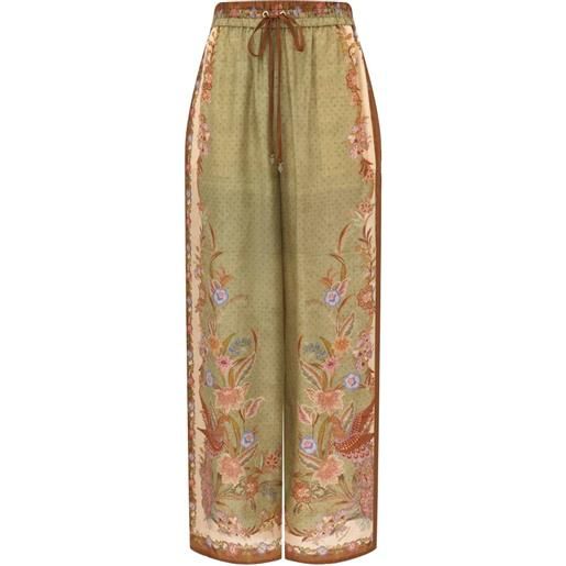 ZIMMERMANN pantaloni indra a fiori - verde
