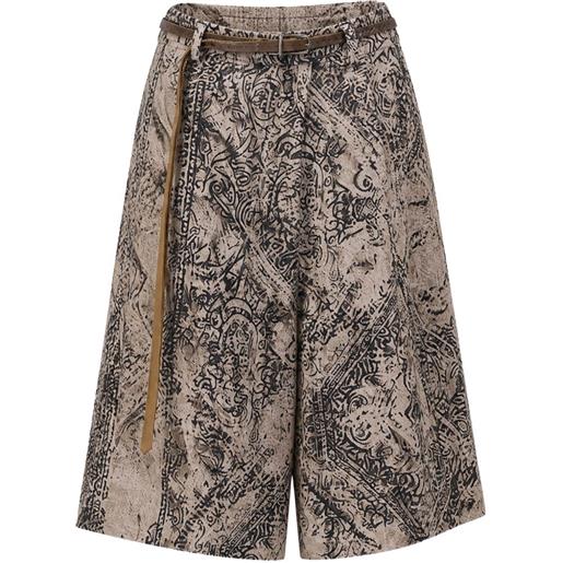 R13 paisley-print wide-leg shorts - toni neutri