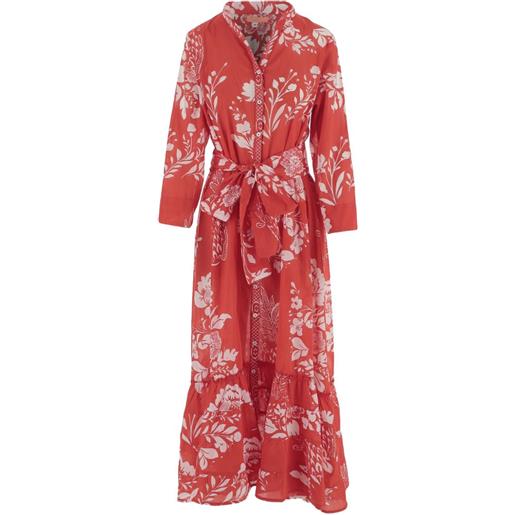 PEP'S abito midi a fiori con ruches - rosso