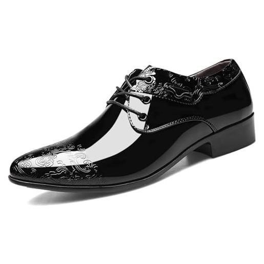 KYOESCAI scarpe oxford da uomo stringate derby scarpe classiche da cerimonia business eleganti da uomo, nero, 48 eu