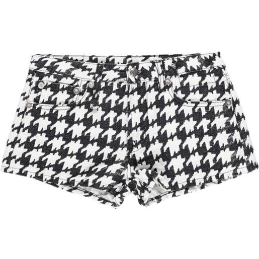 R13 effie houndstooth-print denim shorts - bianco