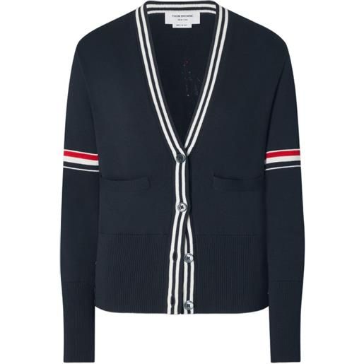 Thom Browne cardigan con effetto jacquard - blu
