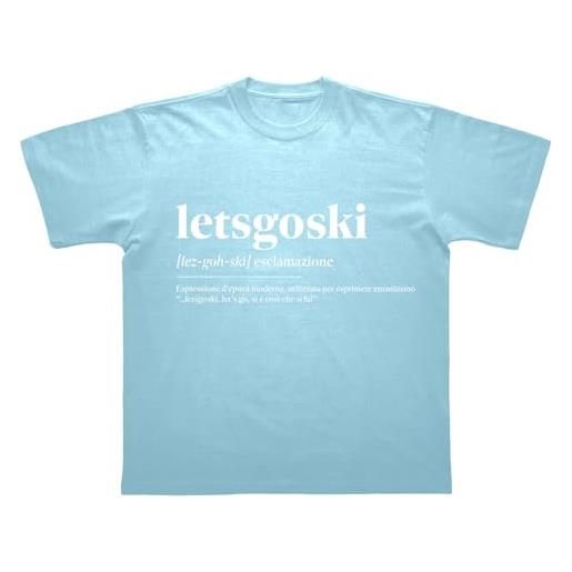LETSGOSKI maglia azzurra t-shirt con stampa definizione dizionario trend italiano gamer cotone manica corta girocollo abbigliamento casual streetwear idea regalo unisex taglie adulto