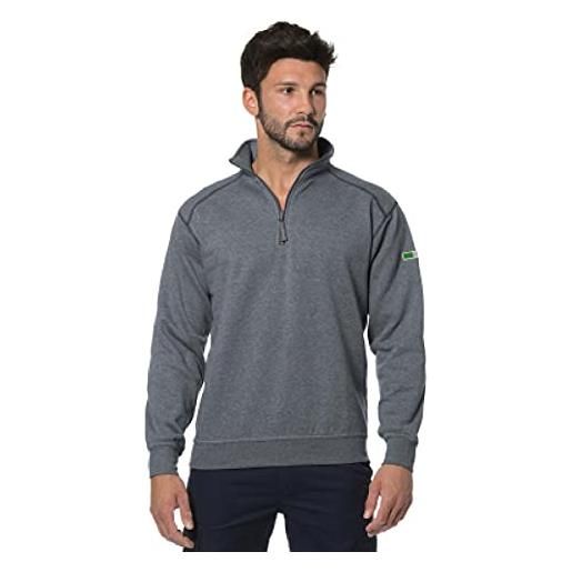 LOGICA felpa uomo da lavoro con zip corta e rinforzo ai gomiti con bandiera colore grigio scuro taglia xl