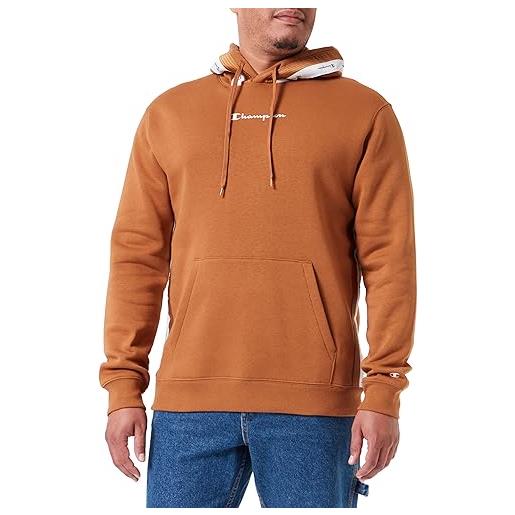 Champion legacy american tape - powerblend fleece felpa con cappuccio, marrone chiaro, s uomo fw23