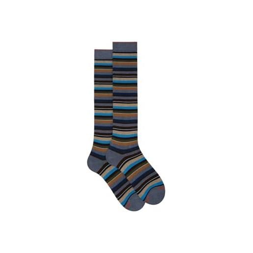 Gallo calze lunghe fantasia righe multicolor micro ap102852 denim/navy