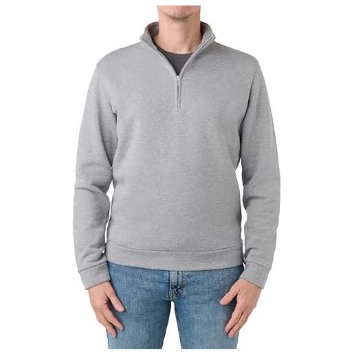 Nino Marini felpa uomo garzata 100% cotone - zip corta mezzo collo - taglie m/l - stock di prodotti di prima scelta. Fine serie (it, testo, l, regular, regular)