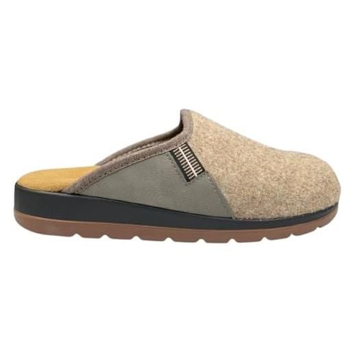 VIRGO FIRENZE pantofole uomo invernali made in italy in vera pelle e lana - suola flexis antiscivolo - comfort e qualità artigianale italiana, blu, 43