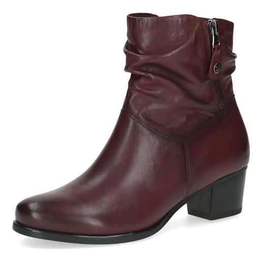 CAPRICE stivaletti da donna con tacco in pelle con cerniera, rosso (bordeaux nappa), 37,5 eu