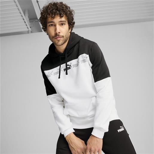PUMA felpa con cappuccio around the block da uomo, abbigliamento, bianco, l