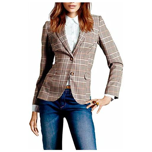 keepmore blazer scozzese classico britannico abito da gomito con patch moda donna