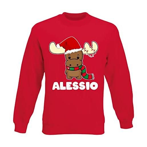 Overthetee felpa natale personalizzata nome renna natalizia felpa rossa uomo donna bambino bambina idea regalo
