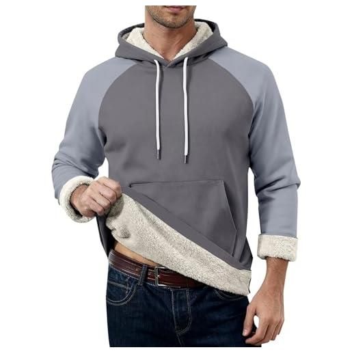 Generico felpe con cappuccio per uomo pullover, calde invernali e cozy, forro in felpa e hoodie, athletic e blocco di colori, sherpa e con tasca​(1d-light ashy, m)