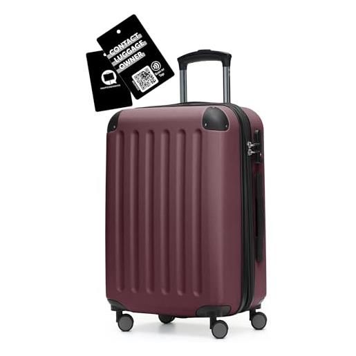 Hauptstadtkoffer spree - bagaglio a mano 55 x 36 x 21 cm + etichetta digitale per bagaglio, serratura tsa, 4 ruote, 42 litri, valigia da viaggio, valigia rigida, trolley, espandibile, borgogna