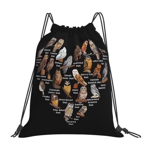 Generic borsa con cordoncinozaino con cordone per yoga vacanze all'aperto 36x42cm unisex pieghevole borsa palestra types of owls