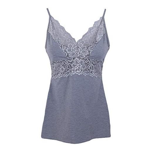Tramonte sotto giacca top canottiera micromodal e pizzo simona t790 grigio (grigio, l/xl)