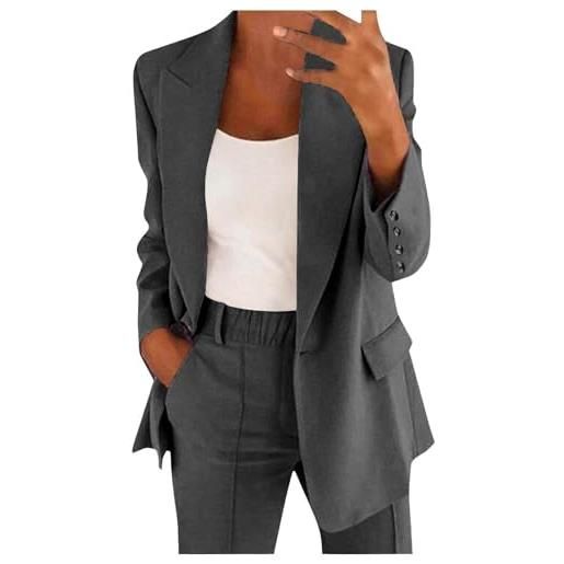 Richymfa tailleur con pantalone da donna eleganti curvy due pezzi completo da donna slim fit ufficio blazer leggeri giacche da abito blazer da cerimonia con completo pantalone/gonna