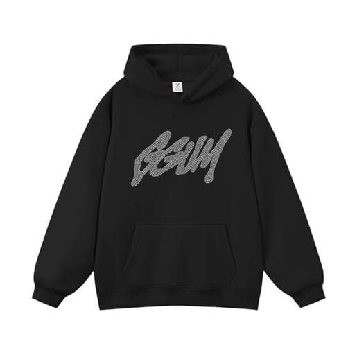 AXQAJL yeon-jun ggum felpa con cappuccio strass felpe calde alla moda for uomo donna(black, s)