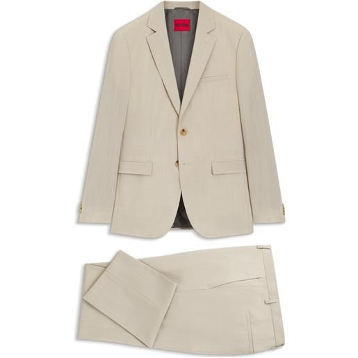 HUGO abito extra slim fit in popeline di misto lana, beige