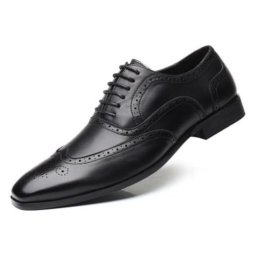 KYOESCAI eleganti scarpe da sposa da uomo scarpe oxford stringate derby basse oxford vintage scarpe brogue uomo, nero, 38 eu
