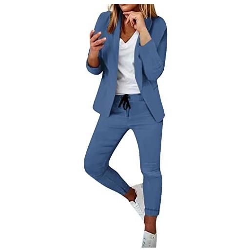 MJGkhiy tailleur donna eleganti taglie forti moda business ol formale maniche lunghe blazer giacca due pezzi set per business pantaloni da completo set tute donna eleganti lunghe