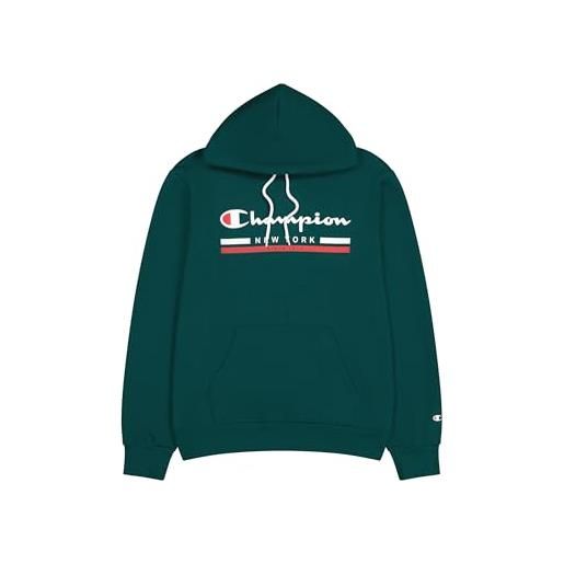 Champion legacy graphic shop authentic (220245) - soft compact powerblend fleece felpa con cappuccio, verde bottiglia (hlg), l uomo fw24