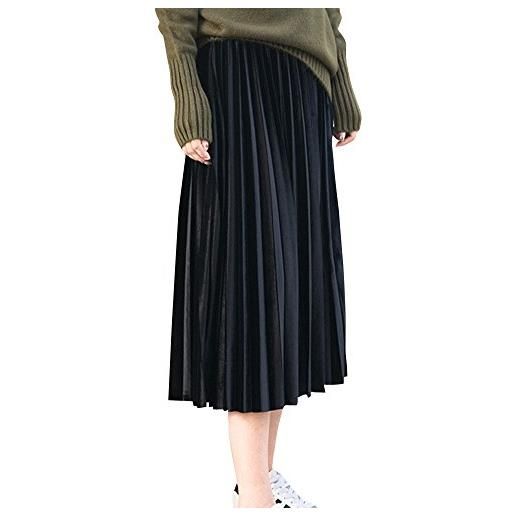 ShiFan gonna lunga plissettata di elasticizzata vita midi gonne taglie forti nero 6xl