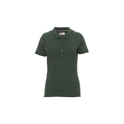 PAYPER polo sfiancata da donna a manica corta con 4 bottoni in tinta effetto perlato venice lady - verde - xxl