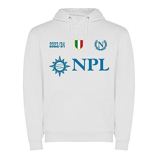 love print felpa napoli 2023/24 idea regalo festa del papà - unisex cotone felpato colore bianca (s)