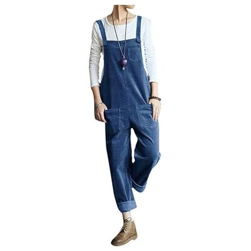 VIVICOLOR tuta da donna in velluto a coste caldo tuta ampia invernale salopette tute casual con tasche