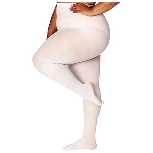 MERYLURE collant oversize foderati in pile per taglie forti, opachi e caldi, collant termici invernali da donna, leggings a vita alta, bianco, x-large-xx-large