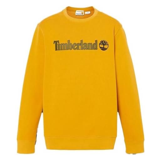 Timberland kennebec river linear logo, felpa girocollo da uomo, tb0a5ujy (it, testo, l, regular, regular, giallo)
