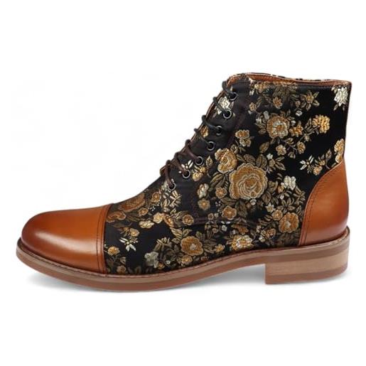 Infinity Leather uomo marrone stampa floreale pelle oxford caviglia stivali - adam