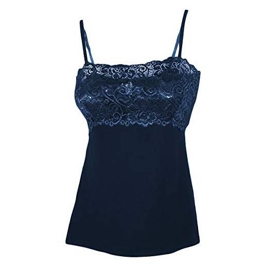 Tramonte sotto giacca top canottiera micro modal in pizzo spalla stretta blu (blu, 4-l)