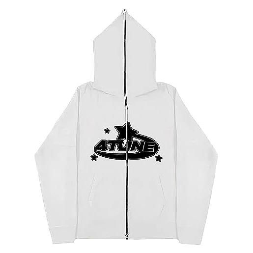 LIXQQS felpa con cappuccio unisex 4tune, felpa con cappuccio per coppia con cerniera semplice, giacche in felpa con cappuccio pullover in pile(white, s)
