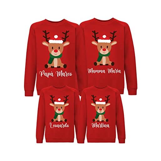 bubbleshirt felpe famiglia natale coordinate natalizie personalizzabili renne felpe girocollo personalizzate con nome