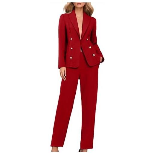 Generico tailleur donna pantaloni e giacca taglie forti elegante completo da donna maniche lunghe business completi tinta unita completo di pantaloni e blazer due pezzi per matrimoni e feste s-3xl