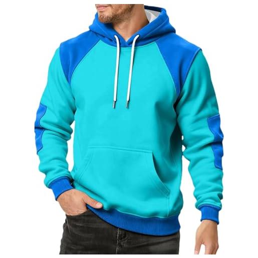 Generisch felpa con cappuccio da uomo con cappuccio in pile, in cotone, casual, oversize, con cappuccio, comoda felpa da uomo, celeste. , 4xl