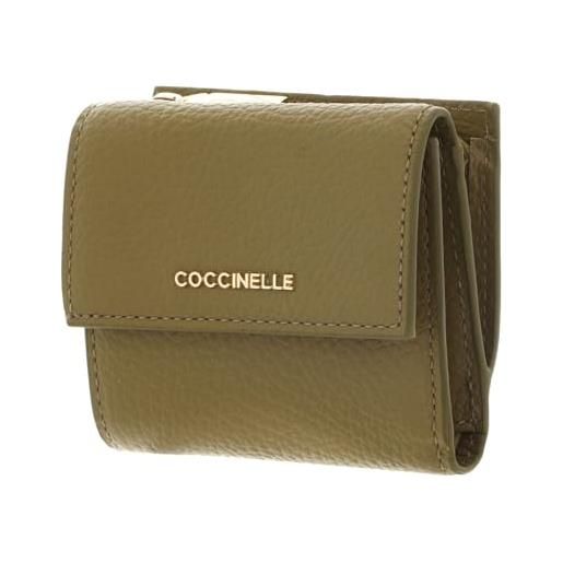 Coccinelle pelle portafoglio metallic soft wallet grained leather seagrass cachi