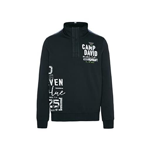 Camp David felpa da uomo troyer con logo tape, shadow navy, xl