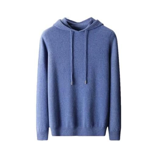 Generic felpa con cappuccio one piece ready da uomo in lana merino lavorata a maglia autunno/inverno casual plus size top manica lunga blue xl