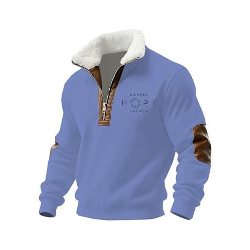 DUHGBNE felpa zip uomo invernale felpa senza cappuccio uomo effetto lana merino calore naturale senza peso collo arrotondato confortevole elegante sotto pile da lavoro invernale