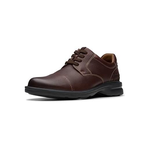 Clarks gessler cap, oxford uomo, pelle martellata marrone, 46 eu larga